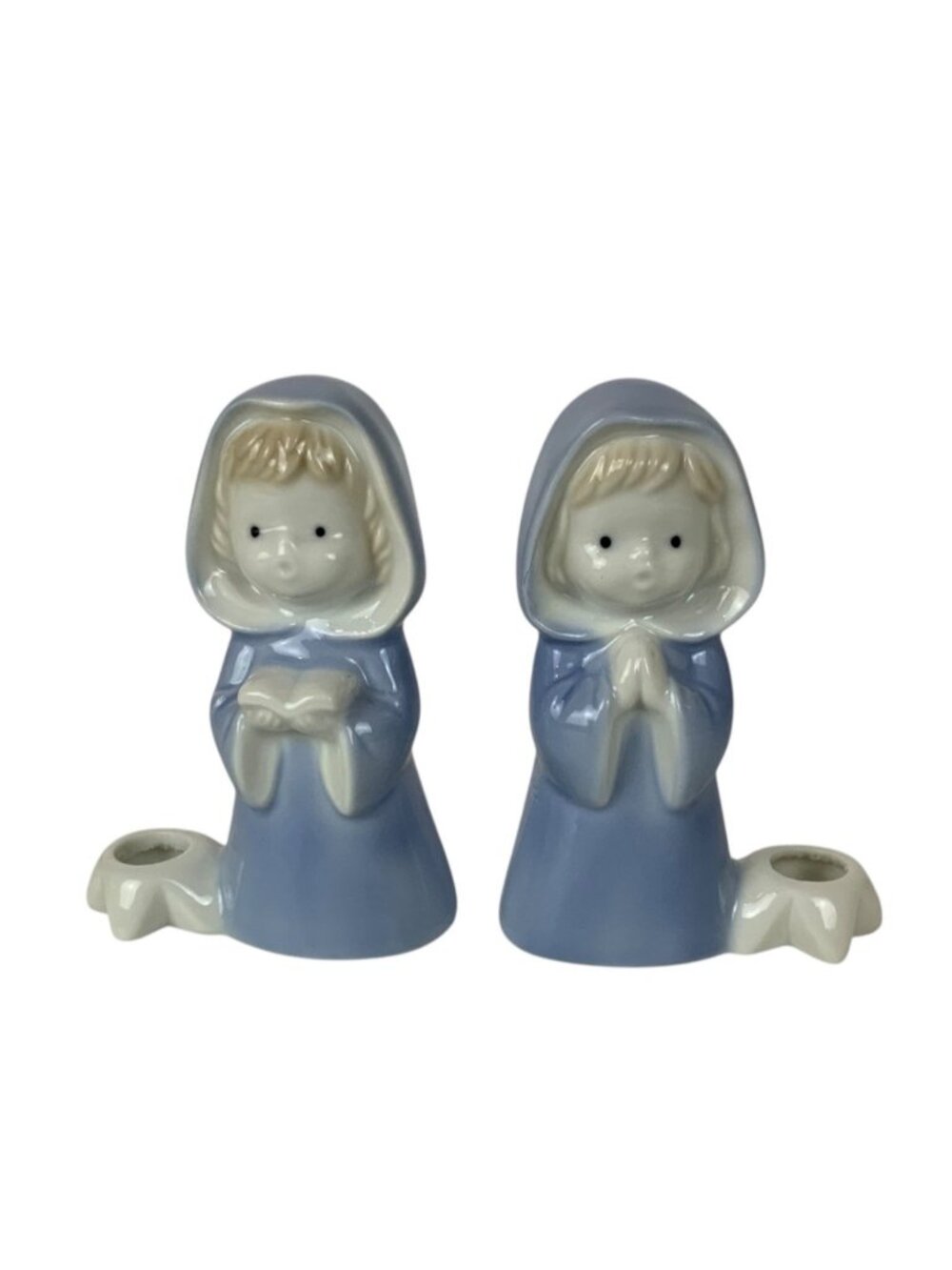 Vintage Biedermann Japan Praying Singing Figurines Mini Candle Holders Ceramic